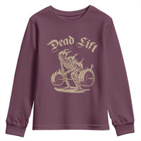 Funny Deadlifts Lifting Weights Gym Skeleton Youth Sweatshirt - Wonder Print Shop