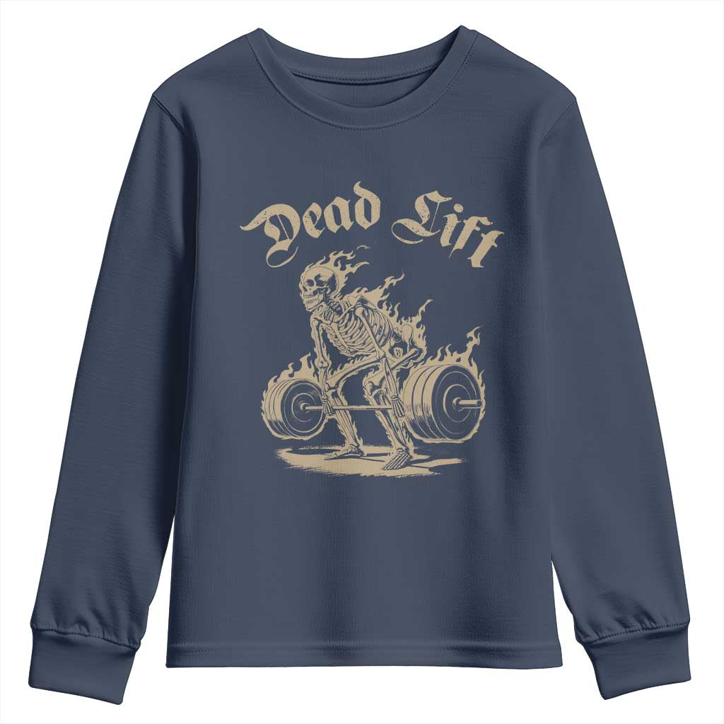 Funny Deadlifts Lifting Weights Gym Skeleton Youth Sweatshirt - Wonder Print Shop