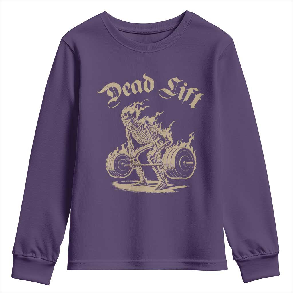 Funny Deadlifts Lifting Weights Gym Skeleton Youth Sweatshirt - Wonder Print Shop