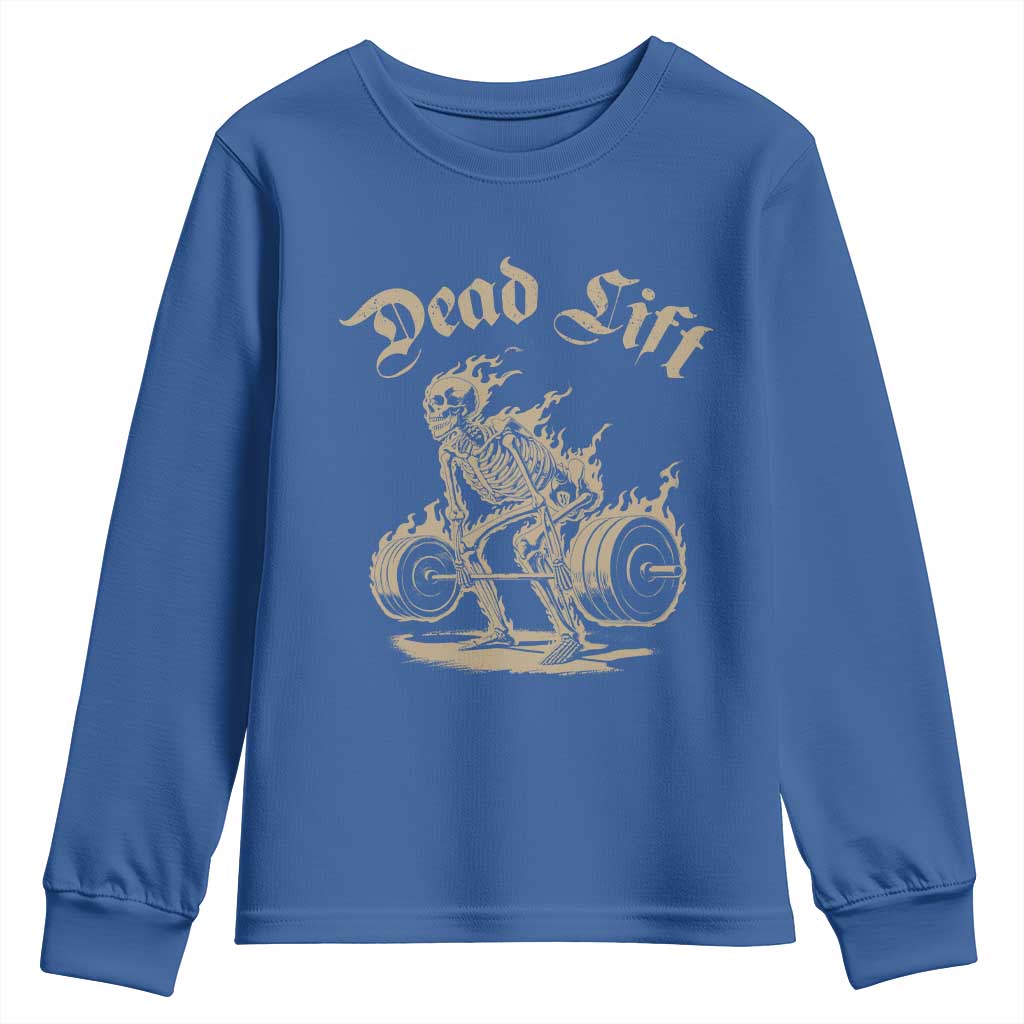 Funny Deadlifts Lifting Weights Gym Skeleton Youth Sweatshirt - Wonder Print Shop