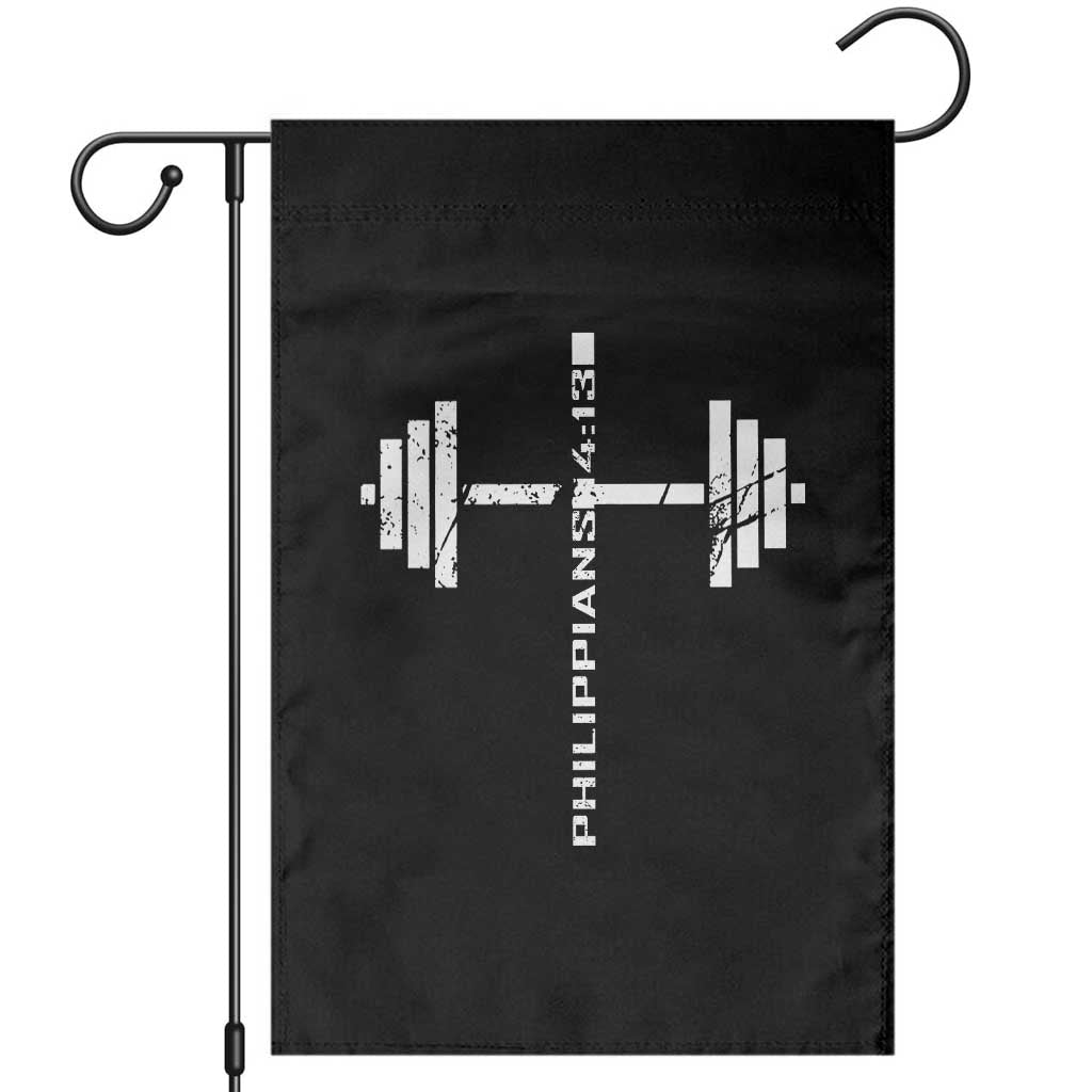 Christian Bible Gym Garden Flag Jesus Weightlifter Workout Faith Philippians 4 13 - Wonder Print Shop