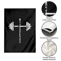 Christian Bible Gym Garden Flag Jesus Weightlifter Workout Faith Philippians 4 13 - Wonder Print Shop