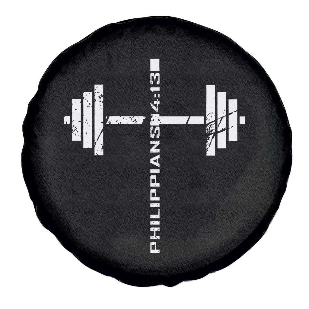 Christian Bible Gym Spare Tire Cover Jesus Weightlifter Workout Faith Philippians 4 13 - Wonder Print Shop