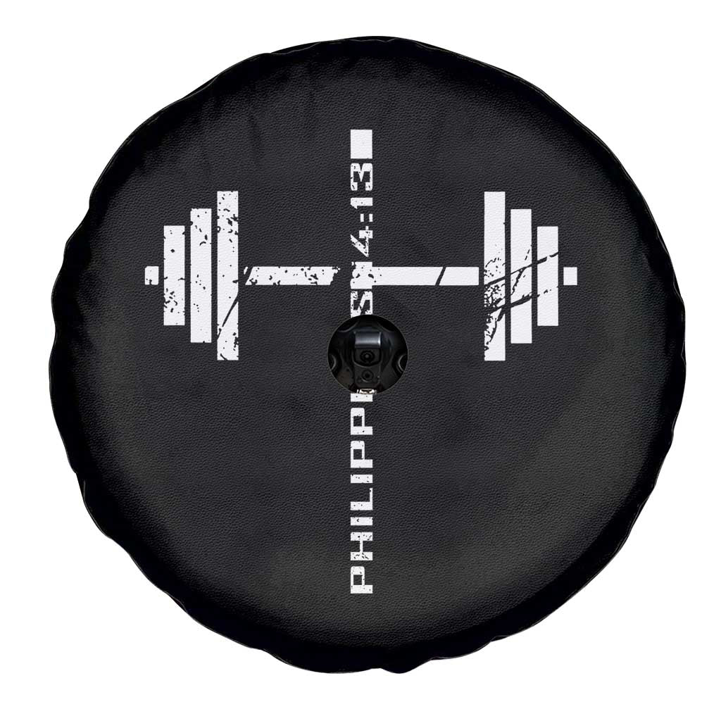 Christian Bible Gym Spare Tire Cover Jesus Weightlifter Workout Faith Philippians 4 13 - Wonder Print Shop