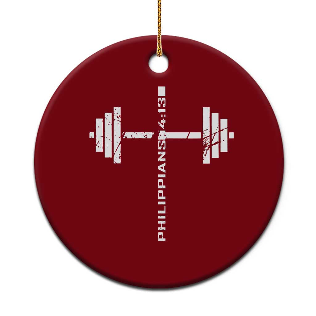 Christian Bible Gym Ceramic Ornament Jesus Weightlifter Workout Faith Philippians 4 13 - Wonder Print Shop