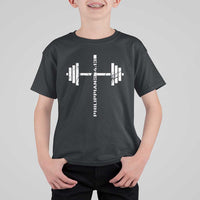 Christian Bible Gym T Shirt For Kid Jesus Weightlifter Workout Faith Philippians 4 13 - Wonder Print Shop