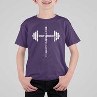 Christian Bible Gym T Shirt For Kid Jesus Weightlifter Workout Faith Philippians 4 13 - Wonder Print Shop