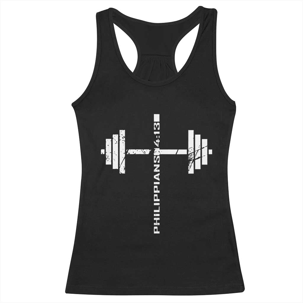 Christian Bible Gym Racerback Tank Top Jesus Weightlifter Workout Faith Philippians 4 13 - Wonder Print Shop
