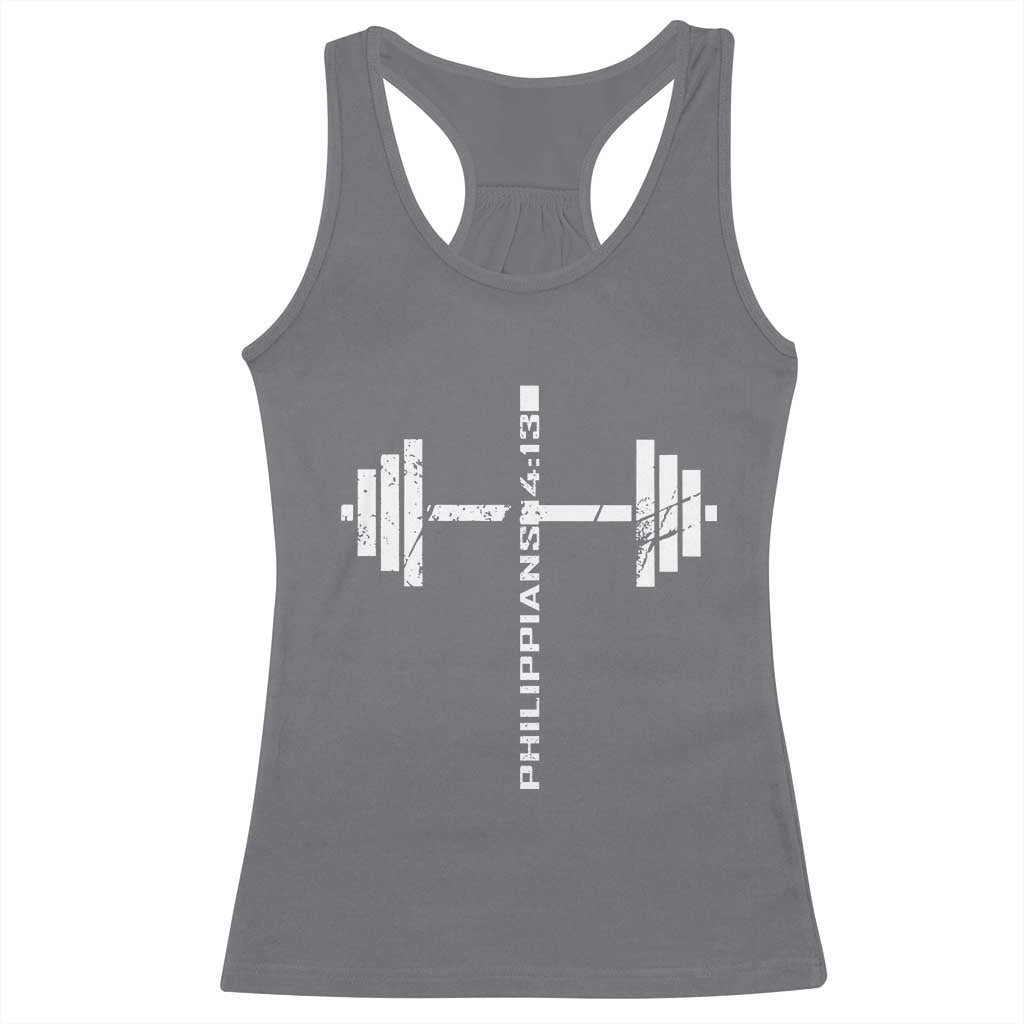Christian Bible Gym Racerback Tank Top Jesus Weightlifter Workout Faith Philippians 4 13 - Wonder Print Shop