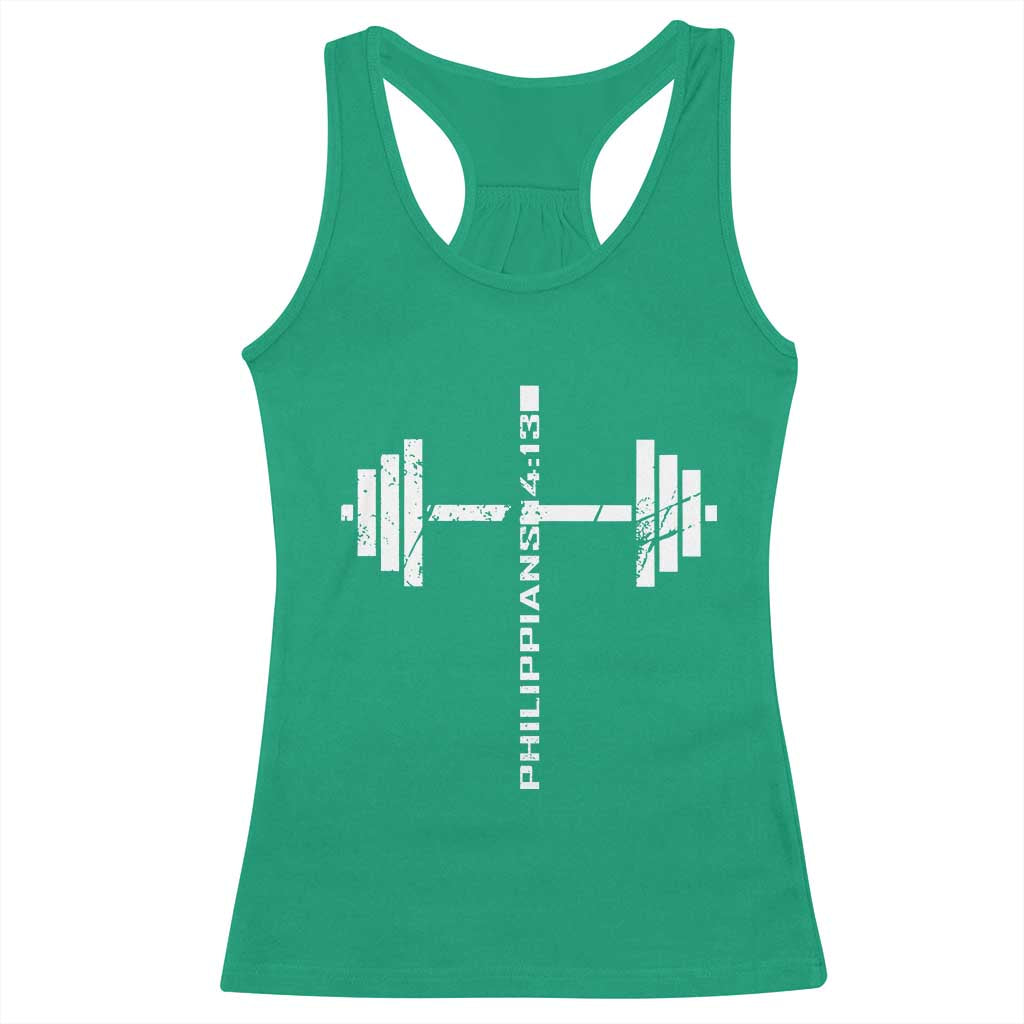 Christian Bible Gym Racerback Tank Top Jesus Weightlifter Workout Faith Philippians 4 13 - Wonder Print Shop