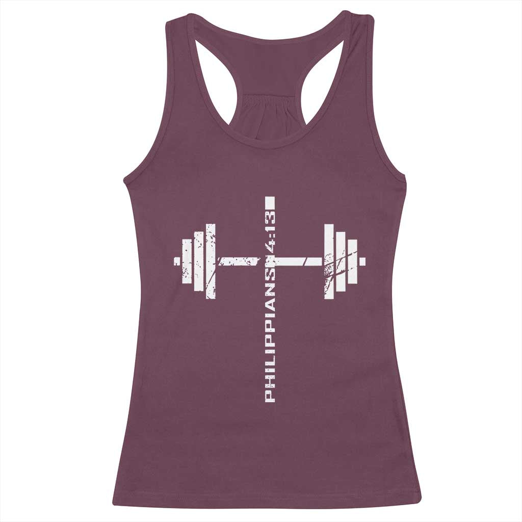 Christian Bible Gym Racerback Tank Top Jesus Weightlifter Workout Faith Philippians 4 13 - Wonder Print Shop