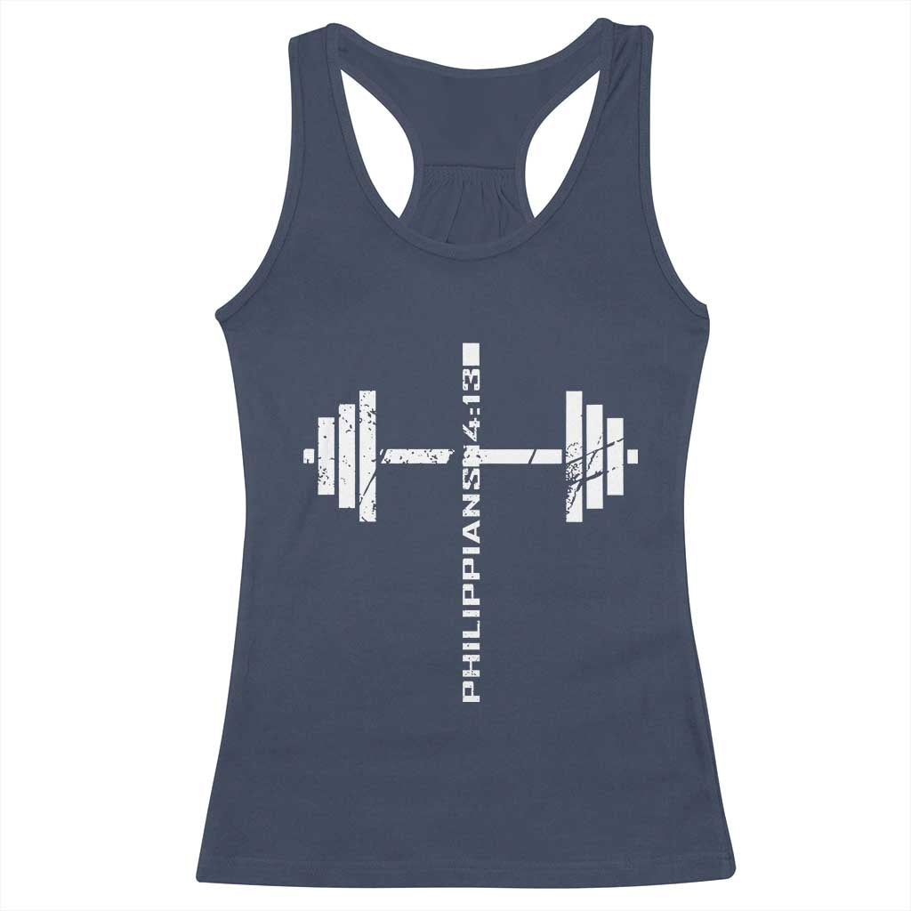 Christian Bible Gym Racerback Tank Top Jesus Weightlifter Workout Faith Philippians 4 13 - Wonder Print Shop