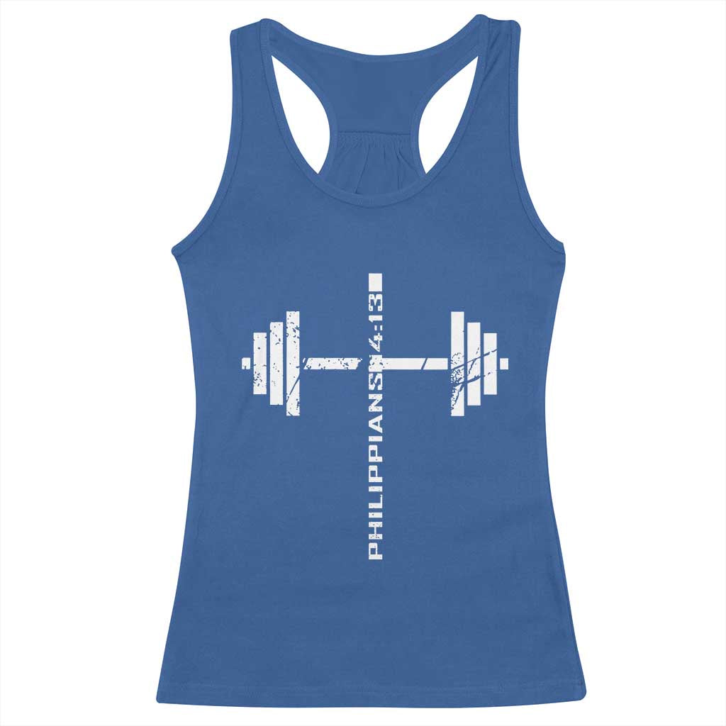 Christian Bible Gym Racerback Tank Top Jesus Weightlifter Workout Faith Philippians 4 13 - Wonder Print Shop