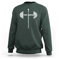Christian Bible Gym Sweatshirt Jesus Weightlifter Workout Faith Philippians 4 13 - Wonder Print Shop