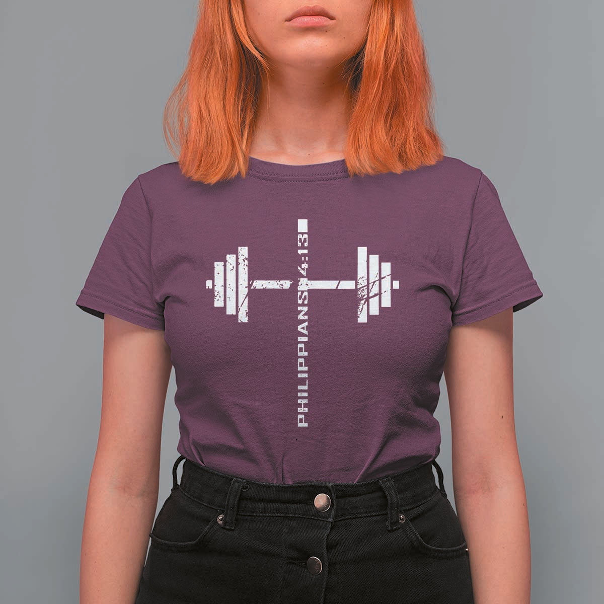 Christian Bible Gym T Shirt For Women Jesus Weightlifter Workout Faith Philippians 4 13 - Wonder Print Shop