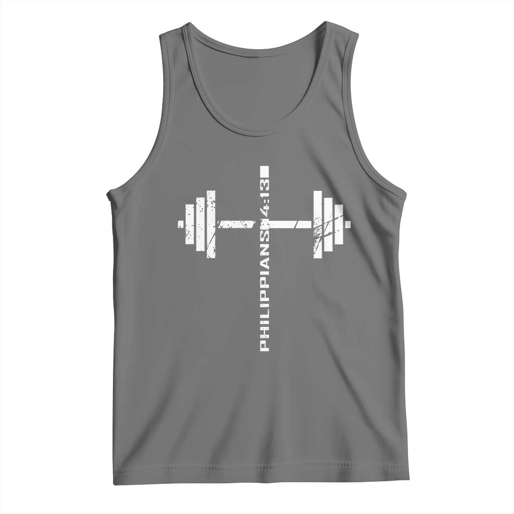 Christian Bible Gym Tank Top Jesus Weightlifter Workout Faith Philippians 4 13 - Wonder Print Shop