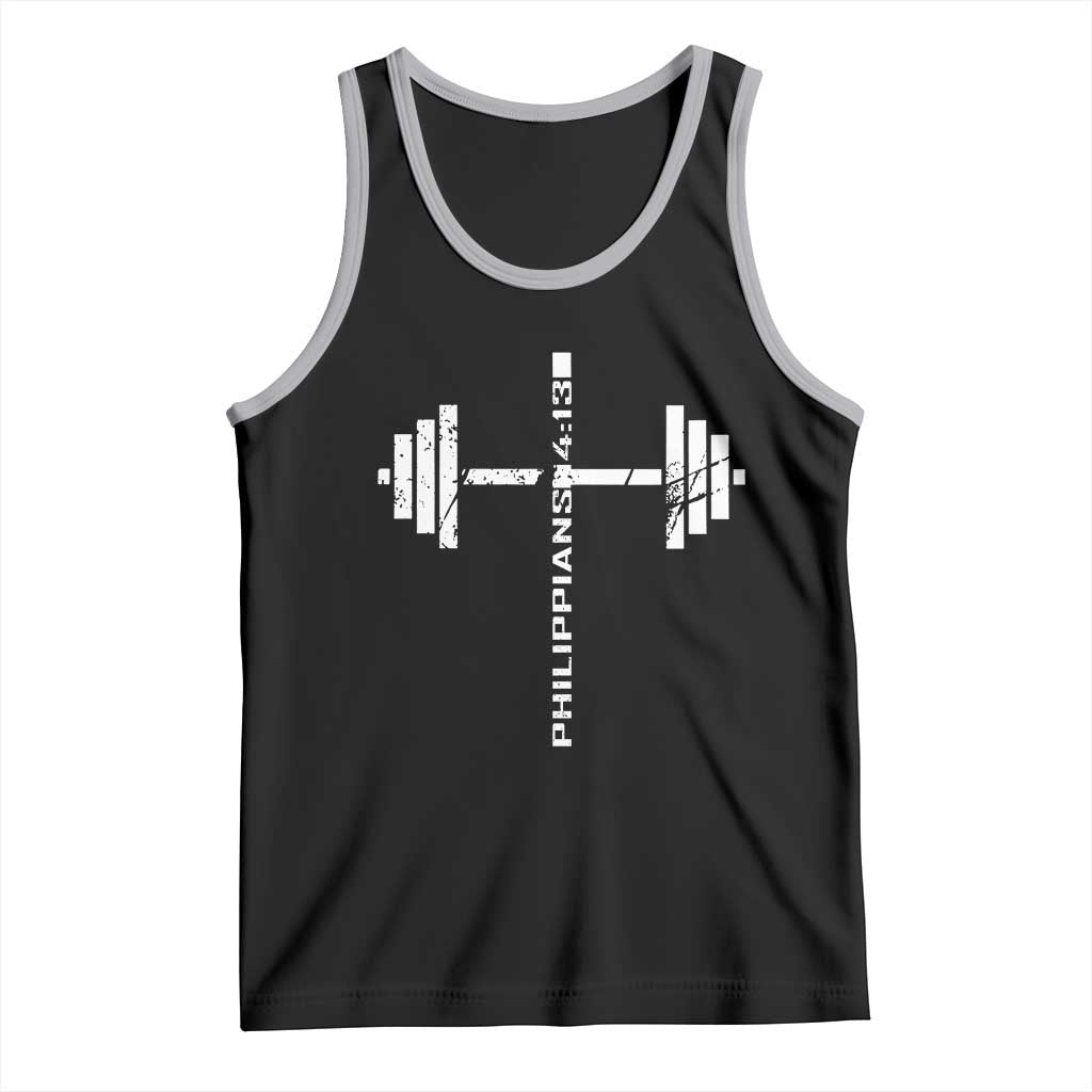 Christian Bible Gym Tank Top Jesus Weightlifter Workout Faith Philippians 4 13 - Wonder Print Shop