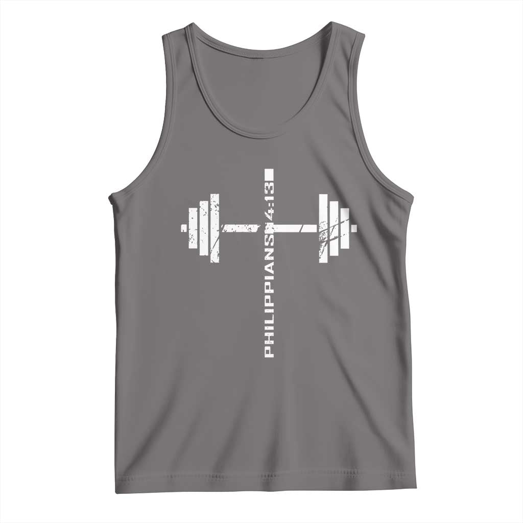 Christian Bible Gym Tank Top Jesus Weightlifter Workout Faith Philippians 4 13 - Wonder Print Shop