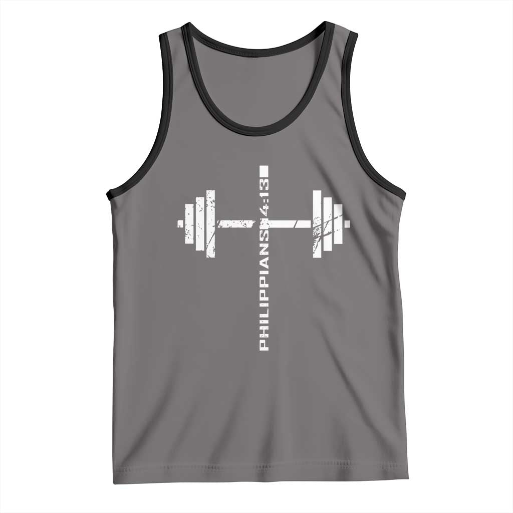 Christian Bible Gym Tank Top Jesus Weightlifter Workout Faith Philippians 4 13 - Wonder Print Shop