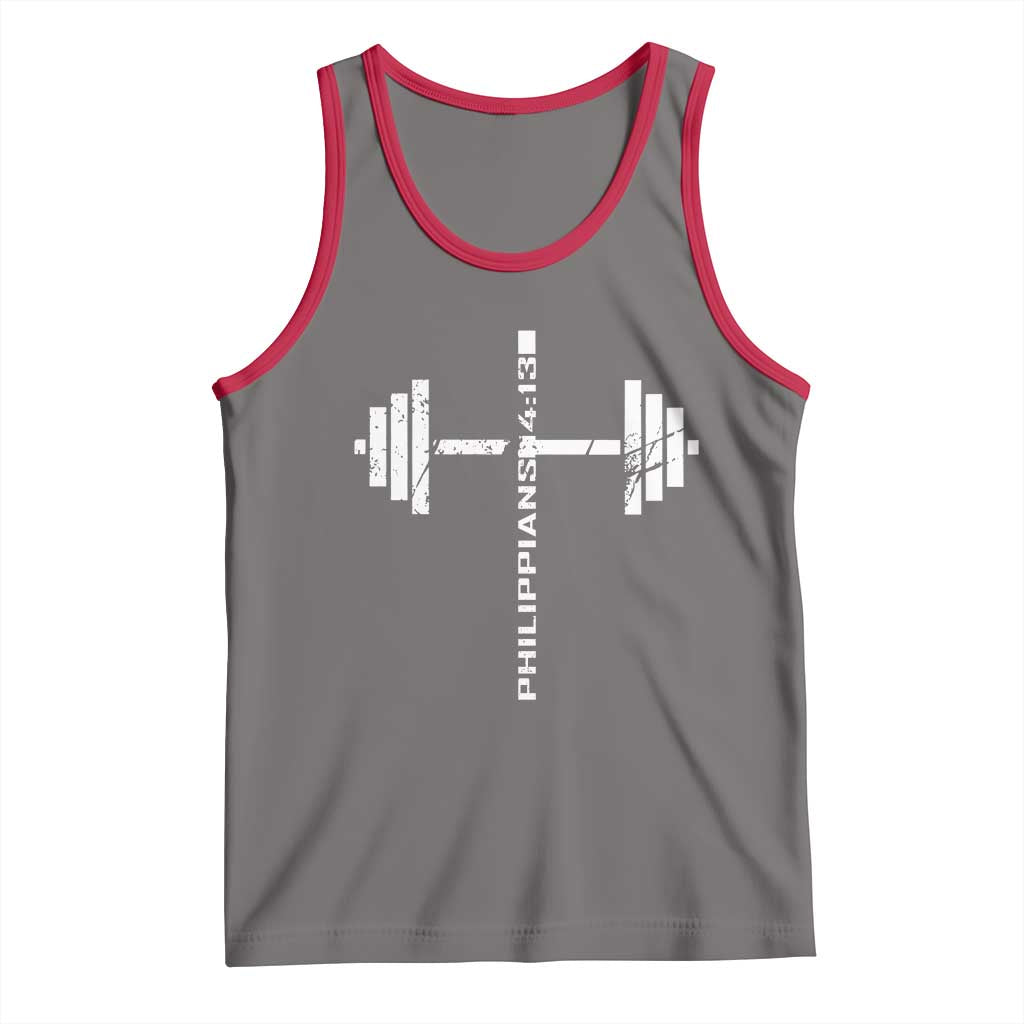 Christian Bible Gym Tank Top Jesus Weightlifter Workout Faith Philippians 4 13 - Wonder Print Shop