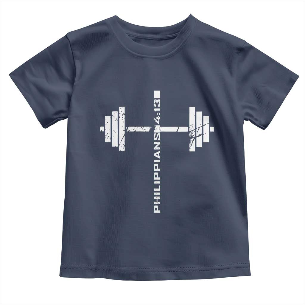 Christian Bible Gym Toddler T Shirt Jesus Weightlifter Workout Faith Philippians 4 13 - Wonder Print Shop