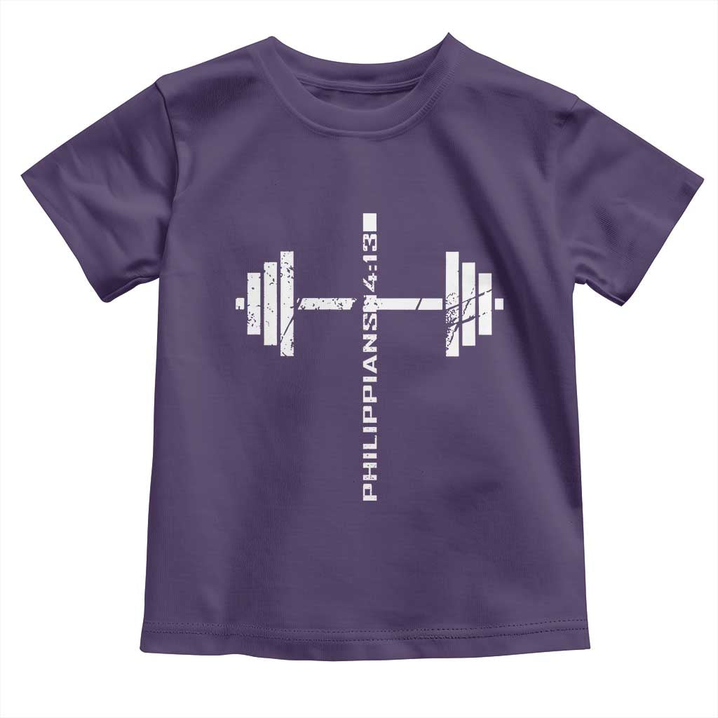 Christian Bible Gym Toddler T Shirt Jesus Weightlifter Workout Faith Philippians 4 13 - Wonder Print Shop