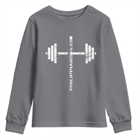 Christian Bible Gym Youth Sweatshirt Jesus Weightlifter Workout Faith Philippians 4 13 - Wonder Print Shop