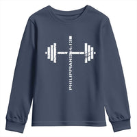 Christian Bible Gym Youth Sweatshirt Jesus Weightlifter Workout Faith Philippians 4 13 - Wonder Print Shop