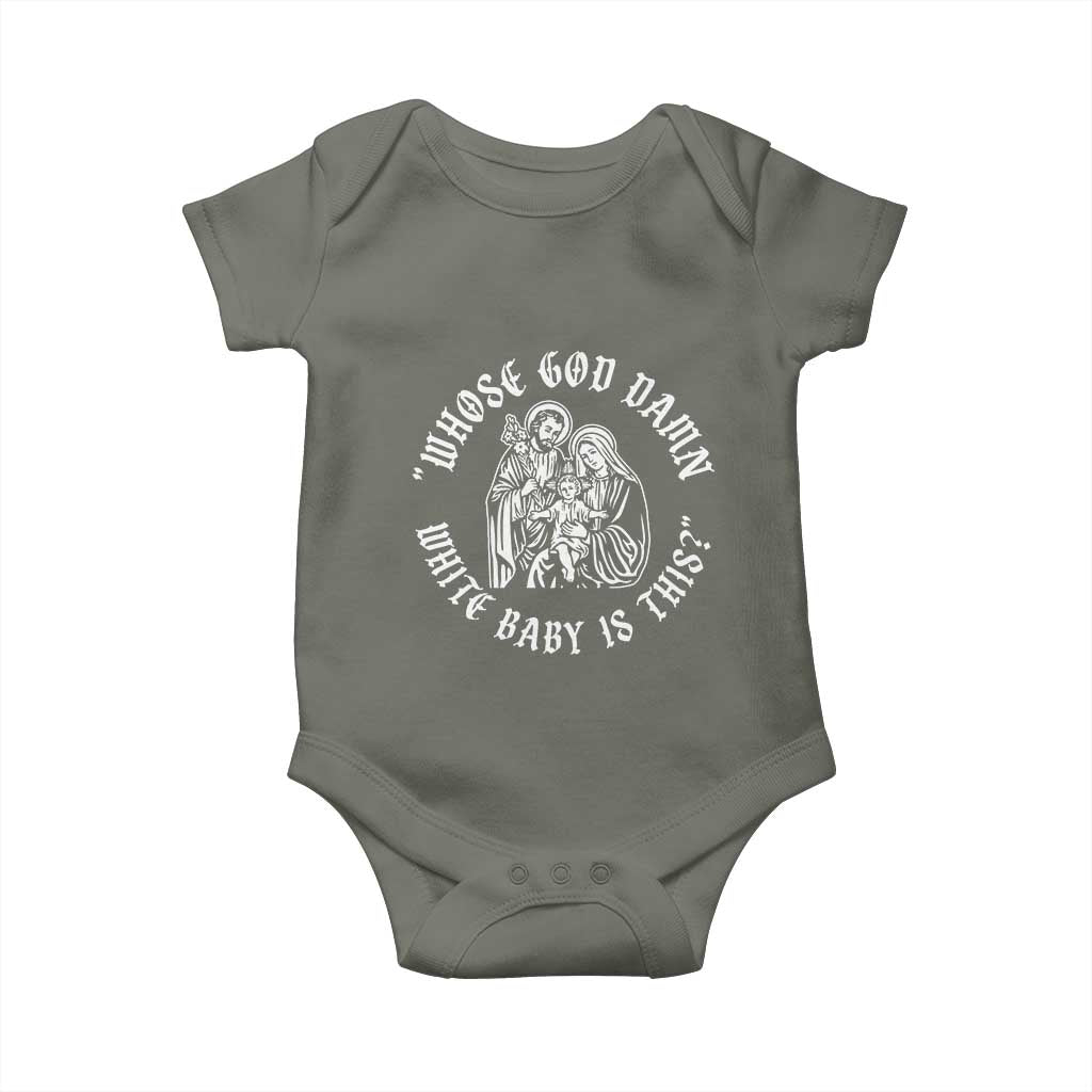 Whose God Damn White Baby Is This Baby Onesie Funny Christian Christmas - Wonder Print Shop