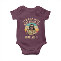 How Does Jesus Make His Coffee Hebrews It Baby Onesie Funny Christian Coffee Lover Retro Sunset - Wonder Print Shop