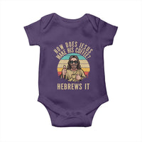How Does Jesus Make His Coffee Hebrews It Baby Onesie Funny Christian Coffee Lover Retro Sunset - Wonder Print Shop