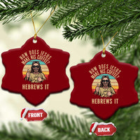 How Does Jesus Make His Coffee Hebrews It Ceramic Ornament Funny Christian Coffee Lover Retro Sunset - Wonder Print Shop