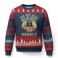 How Does Jesus Make His Coffee Hebrews It Ugly Christmas Sweater Funny Christian Coffee Lover Retro Sunset - Wonder Print Shop