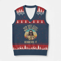 How Does Jesus Make His Coffee Hebrews It V-Neck Knit Sweater Vest Funny Christian Coffee Lover Retro Sunset - Wonder Print Shop