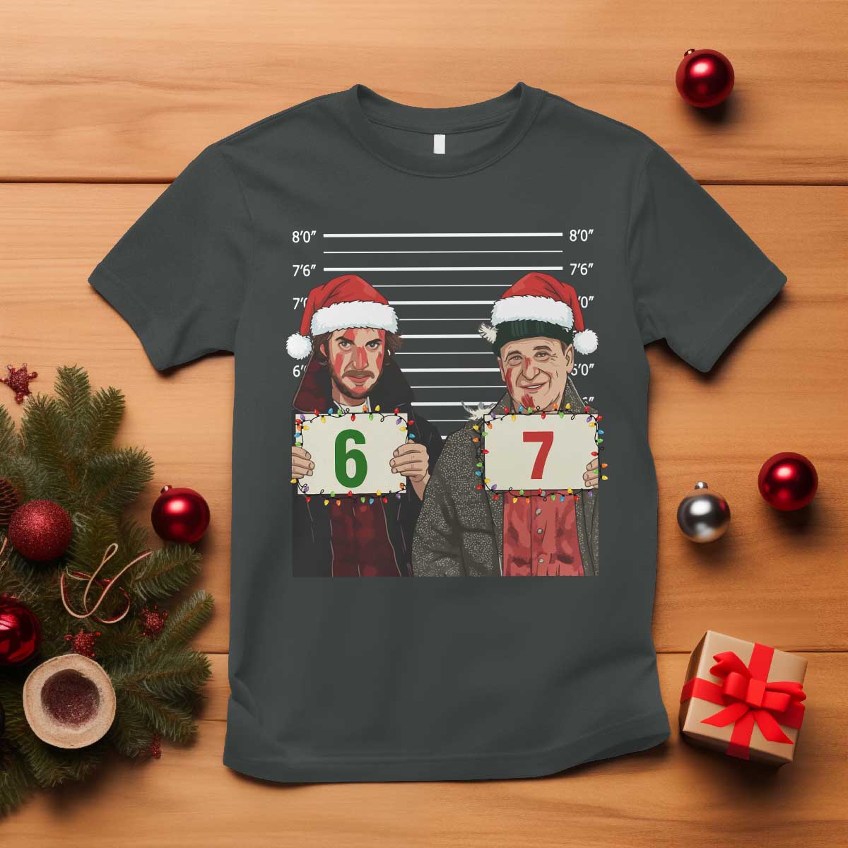 Funny 67 Christmas Movie T Shirt Six Seven Wet Bandits Home Xmas Alone - Wonder Print Shop