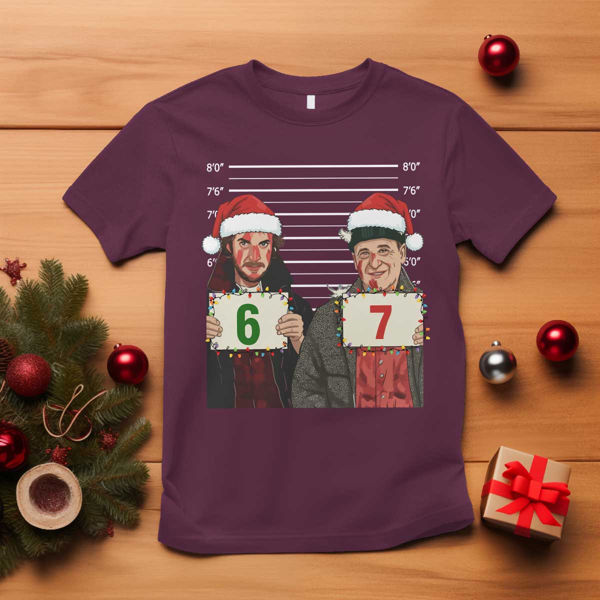 Funny 67 Christmas Movie T Shirt Six Seven Wet Bandits Home Xmas Alone - Wonder Print Shop