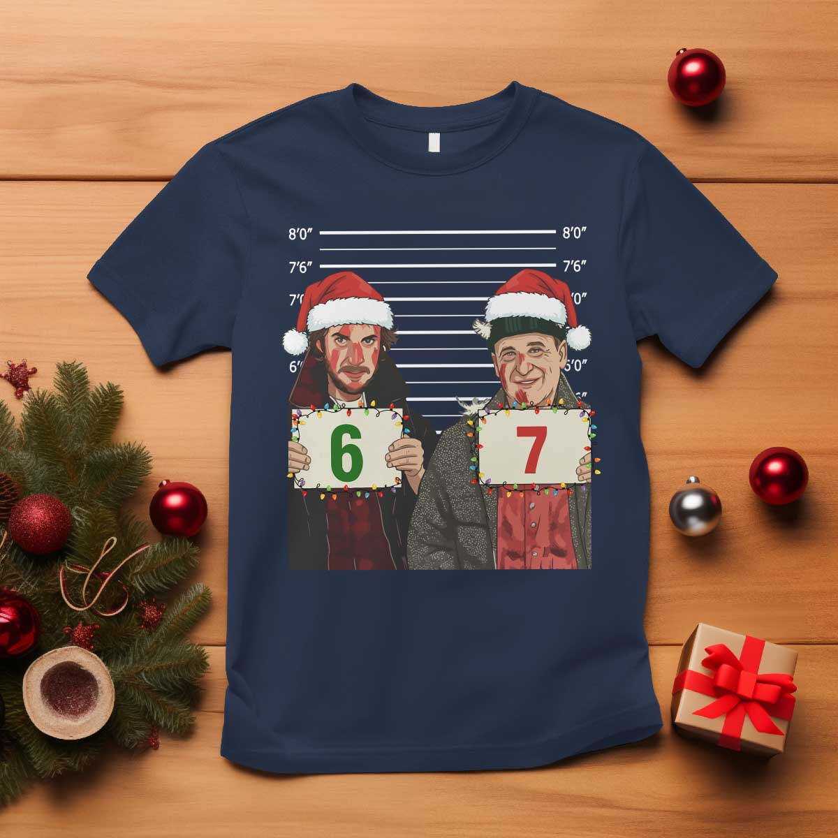 Funny 67 Christmas Movie T Shirt Six Seven Wet Bandits Home Xmas Alone - Wonder Print Shop