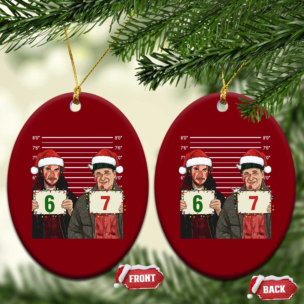 Funny 67 Christmas Movie Ceramic Ornament Six Seven Wet Bandits Home Xmas Alone - Wonder Print Shop