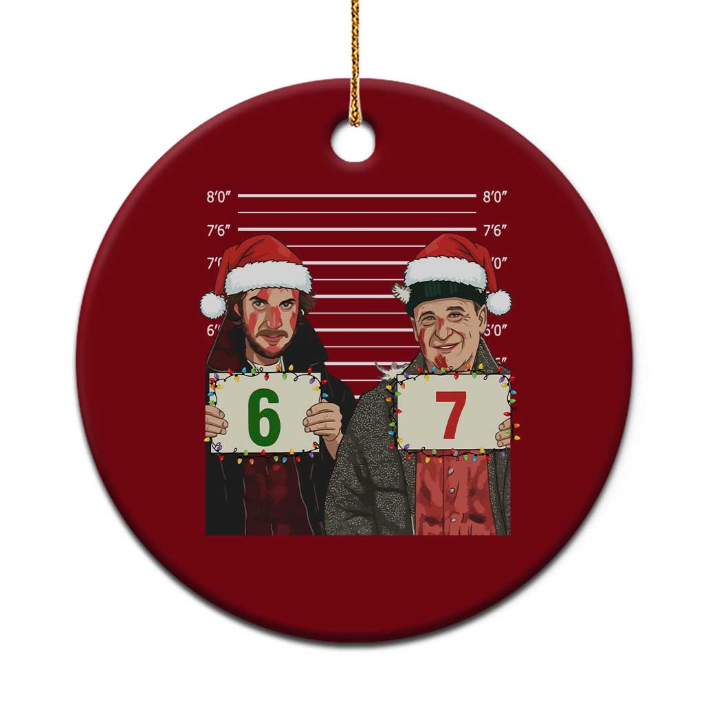 Funny 67 Christmas Movie Ceramic Ornament Six Seven Wet Bandits Home Xmas Alone - Wonder Print Shop