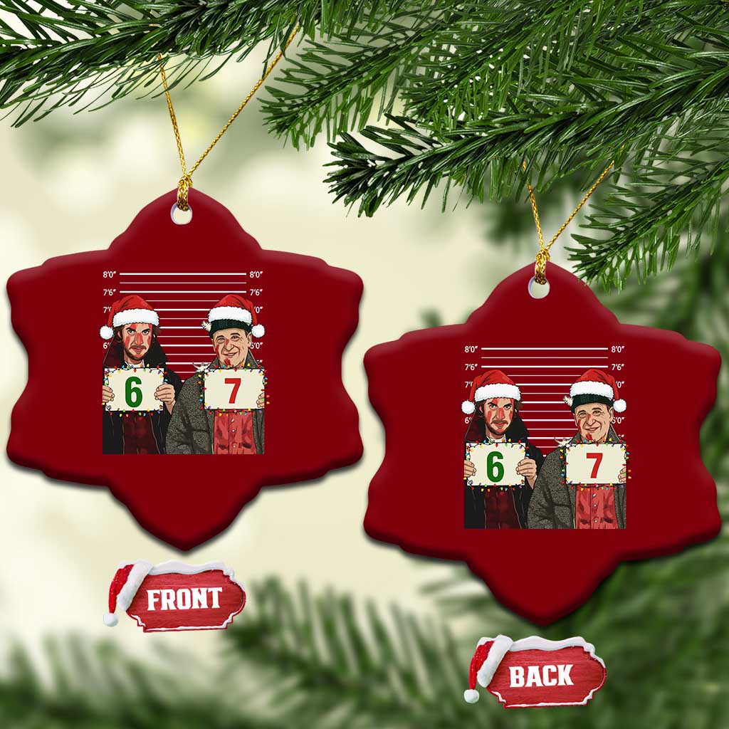 Funny 67 Christmas Movie Ceramic Ornament Six Seven Wet Bandits Home Xmas Alone - Wonder Print Shop