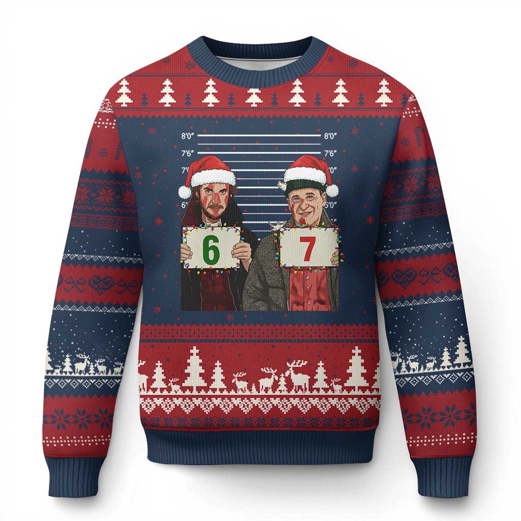 Funny 67 Xmas Movie Ugly Christmas Sweater Six Seven Wet Bandits Home Xmas Alone - Wonder Print Shop