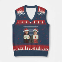 Funny 67 Xmas Movie V-Neck Knit Sweater Vest Six Seven Wet Bandits Home Xmas Alone - Wonder Print Shop
