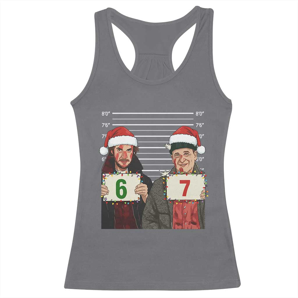 Funny 67 Christmas Movie Racerback Tank Top Six Seven Wet Bandits Home Xmas Alone - Wonder Print Shop