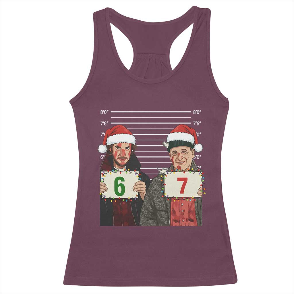 Funny 67 Christmas Movie Racerback Tank Top Six Seven Wet Bandits Home Xmas Alone - Wonder Print Shop