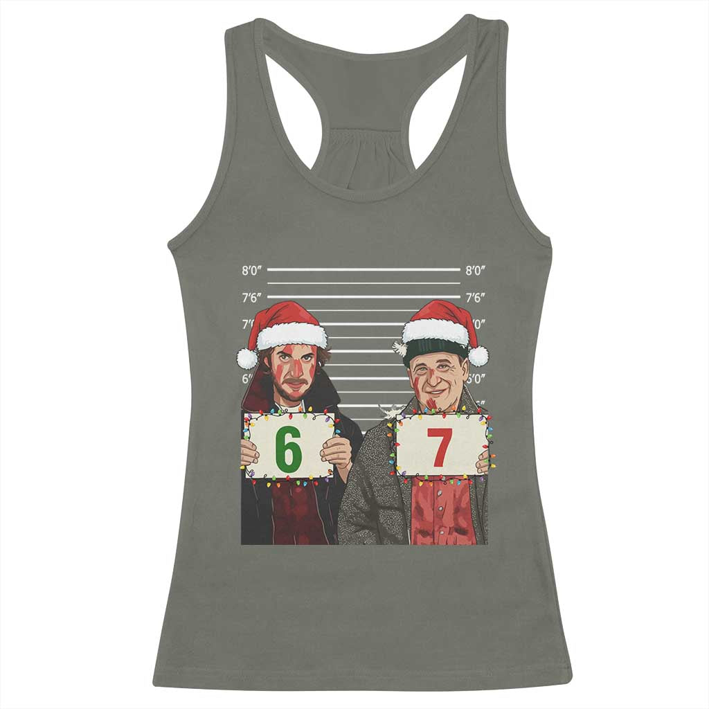 Funny 67 Christmas Movie Racerback Tank Top Six Seven Wet Bandits Home Xmas Alone - Wonder Print Shop