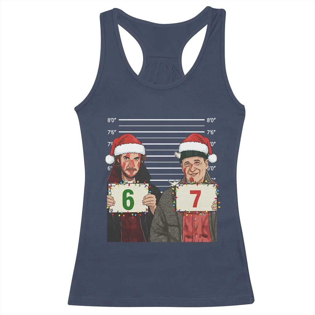 Funny 67 Christmas Movie Racerback Tank Top Six Seven Wet Bandits Home Xmas Alone - Wonder Print Shop