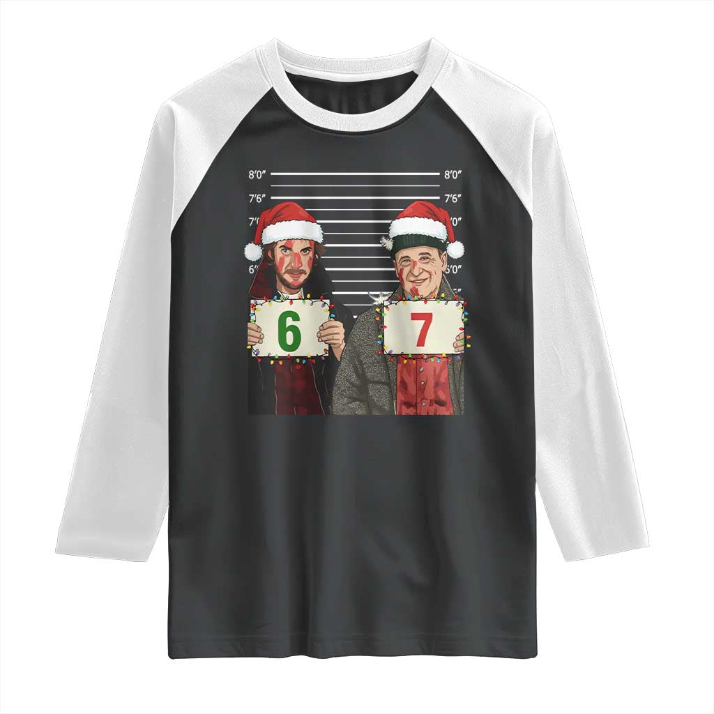 Funny 67 Christmas Movie Raglan Shirt Six Seven Wet Bandits Home Xmas Alone - Wonder Print Shop