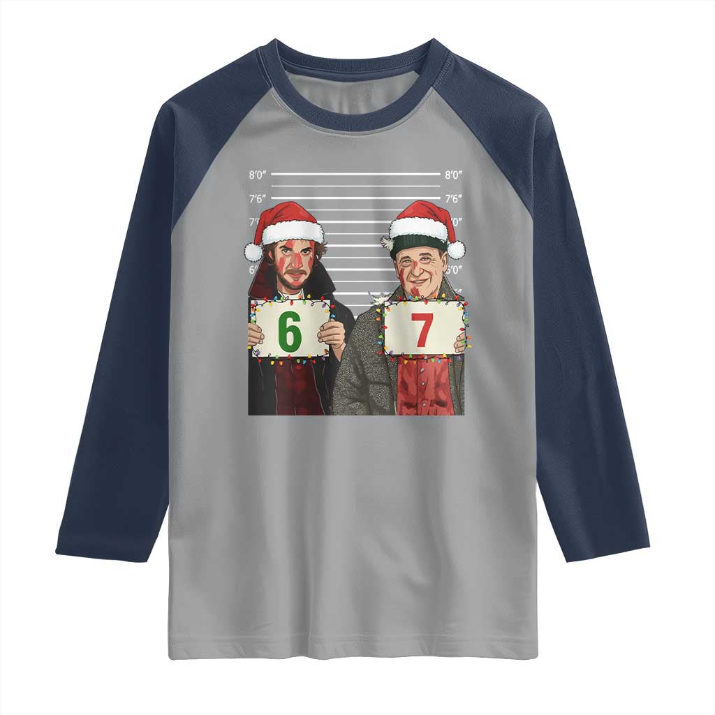 Funny 67 Christmas Movie Raglan Shirt Six Seven Wet Bandits Home Xmas Alone - Wonder Print Shop