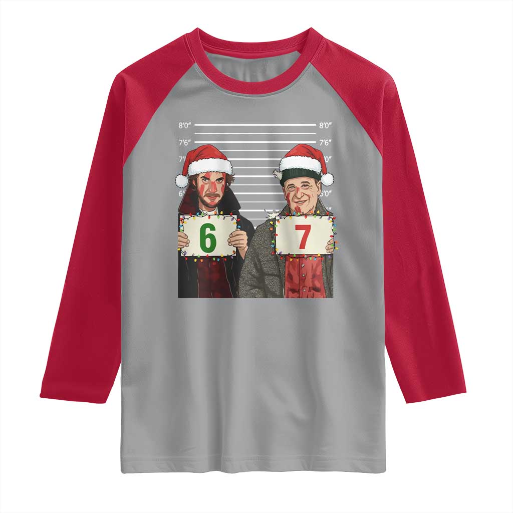 Funny 67 Christmas Movie Raglan Shirt Six Seven Wet Bandits Home Xmas Alone - Wonder Print Shop