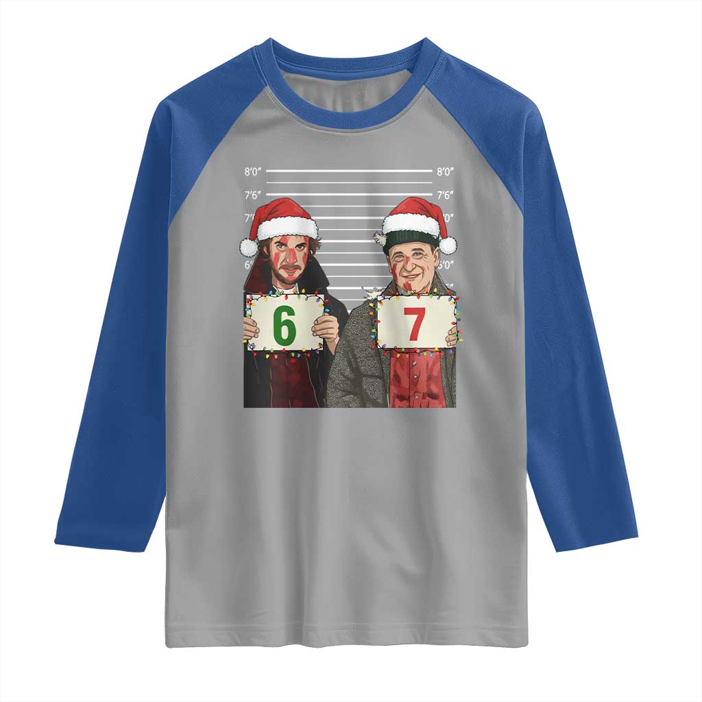 Funny 67 Christmas Movie Raglan Shirt Six Seven Wet Bandits Home Xmas Alone - Wonder Print Shop